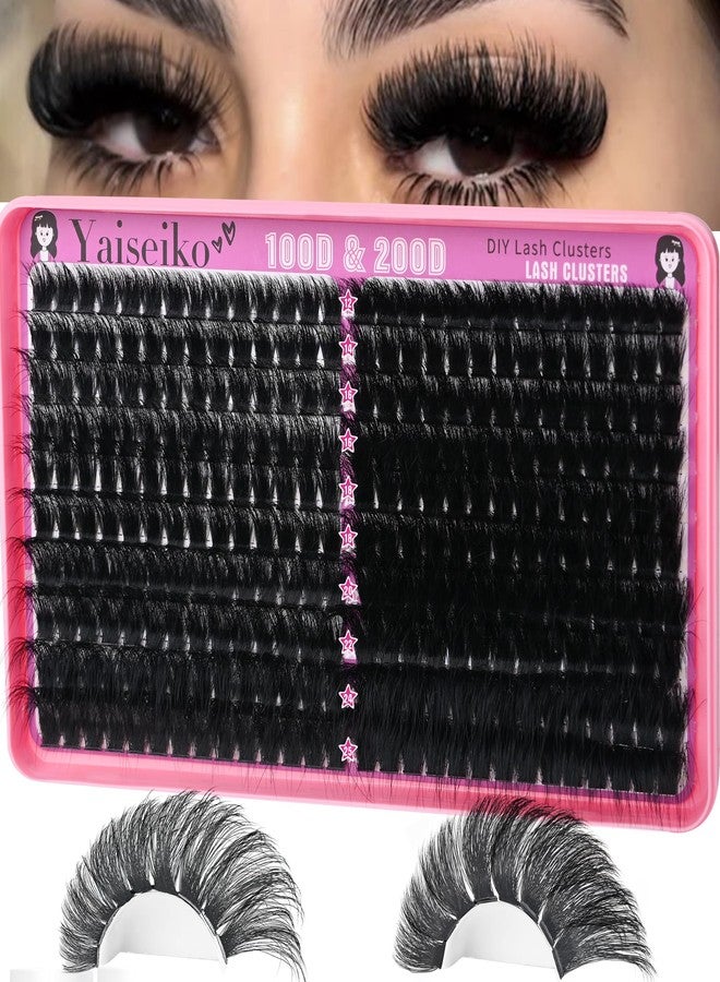 Yaiseiko Lash Clusters 100D+200D Thick Eyelash Clusters 12-25mm Wispy Individual Mega Volume Lashes D C Cluster Eyelash Extensions 280Pcs DIY Lash Extension at Home, by Yaiseiko(Plant Fiber) - Image 1