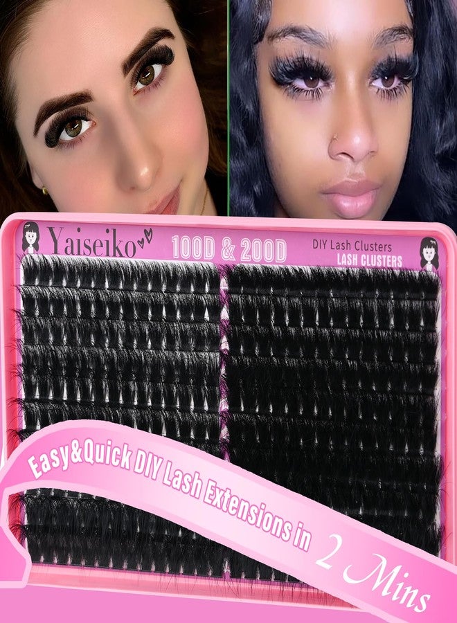 Yaiseiko Lash Clusters 100D+200D Thick Eyelash Clusters 12-25mm Wispy Individual Mega Volume Lashes D C Cluster Eyelash Extensions 280Pcs DIY Lash Extension at Home, by Yaiseiko(Plant Fiber) - Image 5