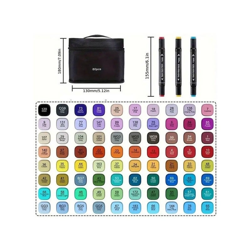 TOUCHFIVE 80 Color Markers Magic Painting Set, Twin Side Marker Pens Set, Double Tipped Art Marker Set Mark Pen for Kids & Artist Coloring Sketching Drawing Markers - Image 4