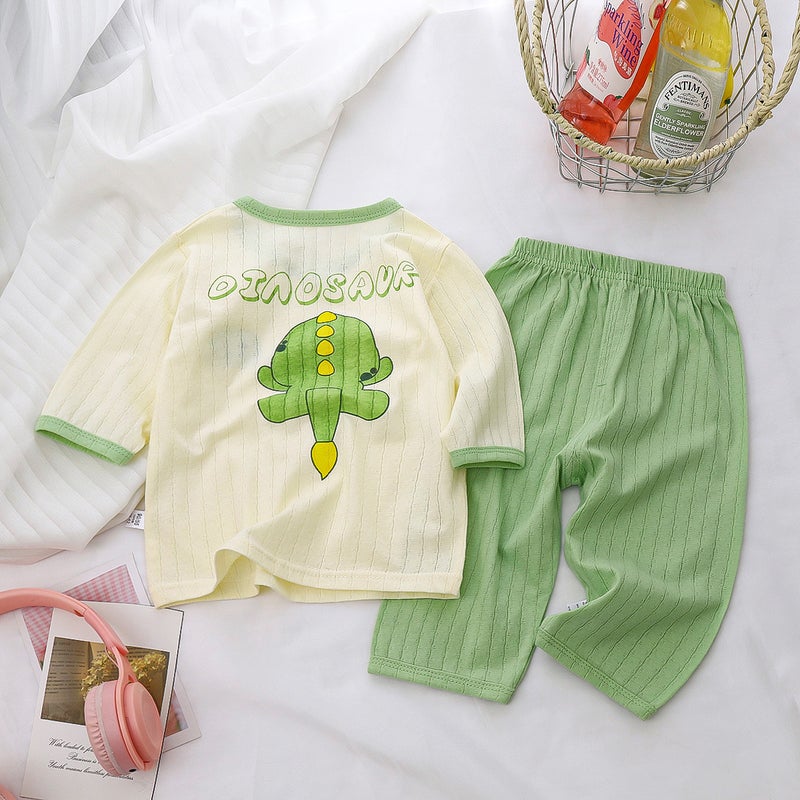 Children's Home Clothes suit Pure Cotton Summer New Boys' Clothes Girls' Summer Pajamas Thin Air-conditioning Clothes Children's Clothing - Image 1
