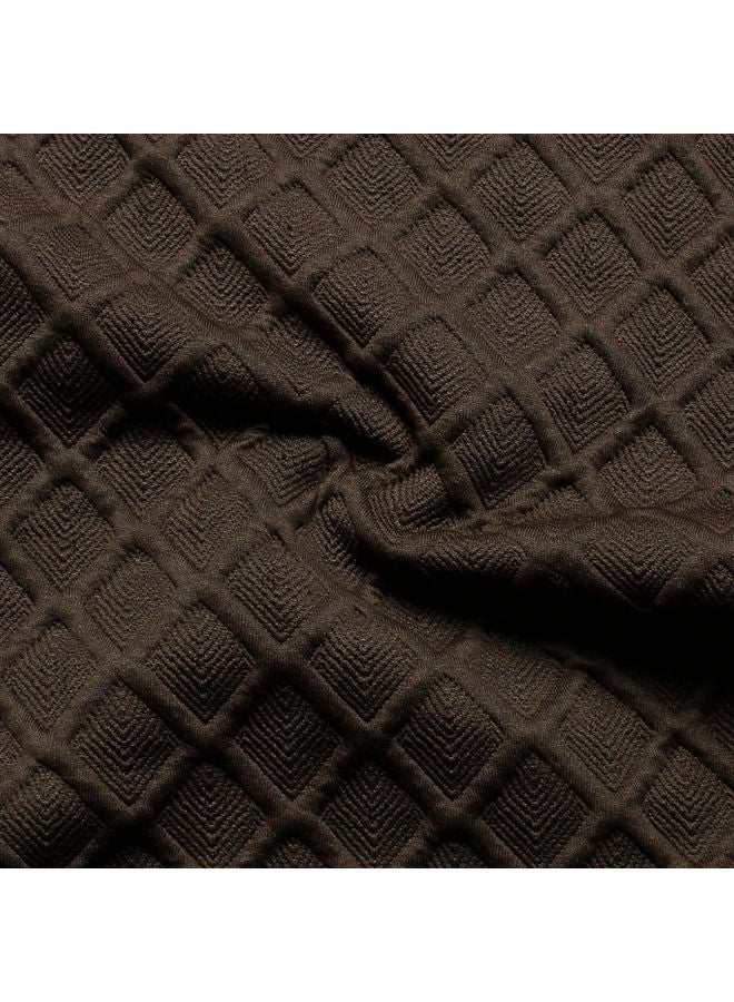 NIBEMINENT Diamond Lattice Design Stretchable Chair Cover Brown - Image 3