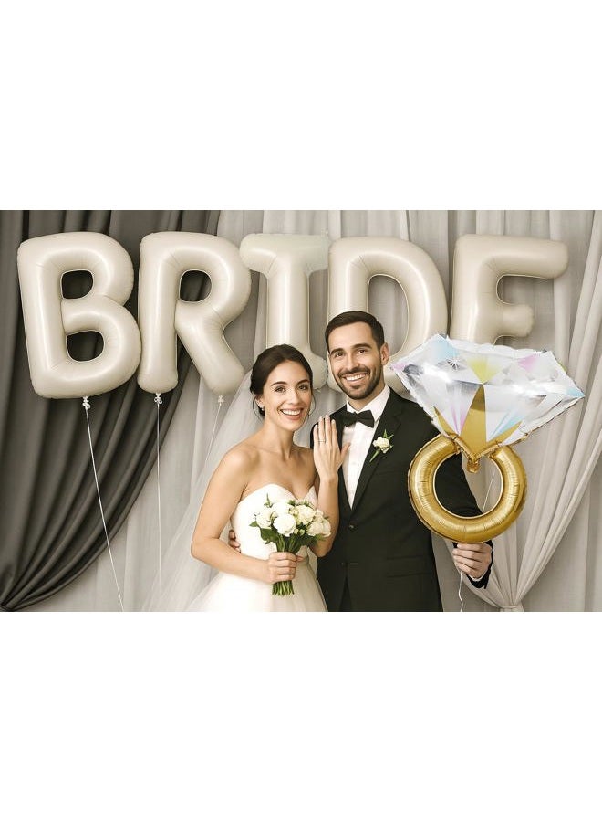 PartyForever 40 inch Bride Balloons Cream Letters Banner - Bachelorette Party Decorations Kit - Bach Party Supplies and Favors with Rose Gold Ring Balloon, Bottle Balloon and Glass Balloon - Image 3