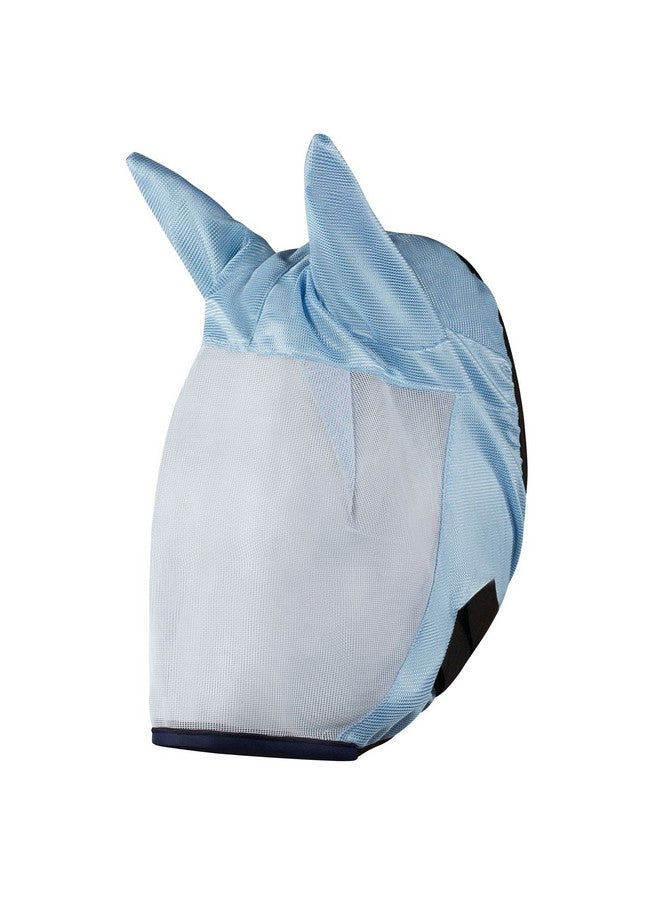 HORZE Mesh Durable Extended Protection Insect and Fly Horse Mask with Ears - Light Blue - Horse - Image 1