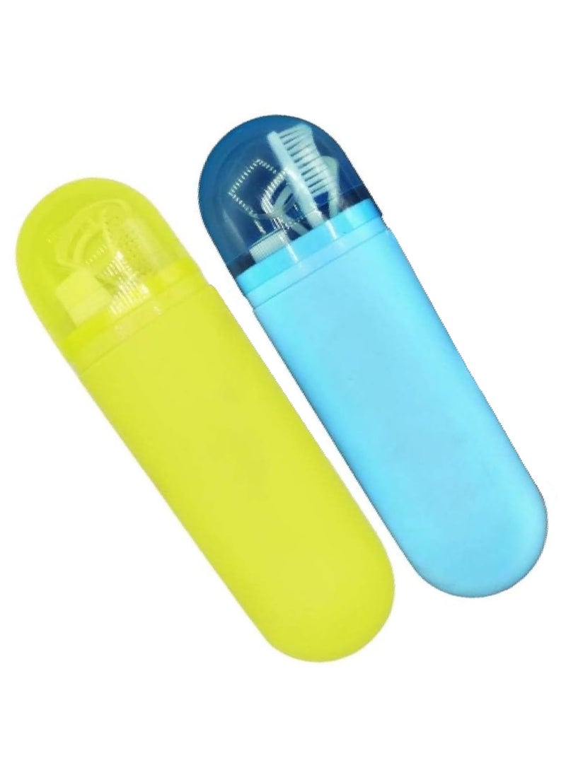 Prostuff.in Prostuffin 2 Pcs Store Portable Toothbrush Tongue Cleaner Holder Case Traveling Outdoor Use to Storage Carry Case Storage Box Cover Organizer Multicolor  - Image 1