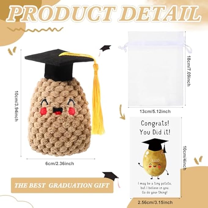 RoundFunny 6 Sets Christmas Positive Knitted Potato Toys Emotional Support Gifts Positive Crochet Potato Organza Bags Positive Cards Inspirational Potato Gifts for Employee Coworker Staff - Image 3