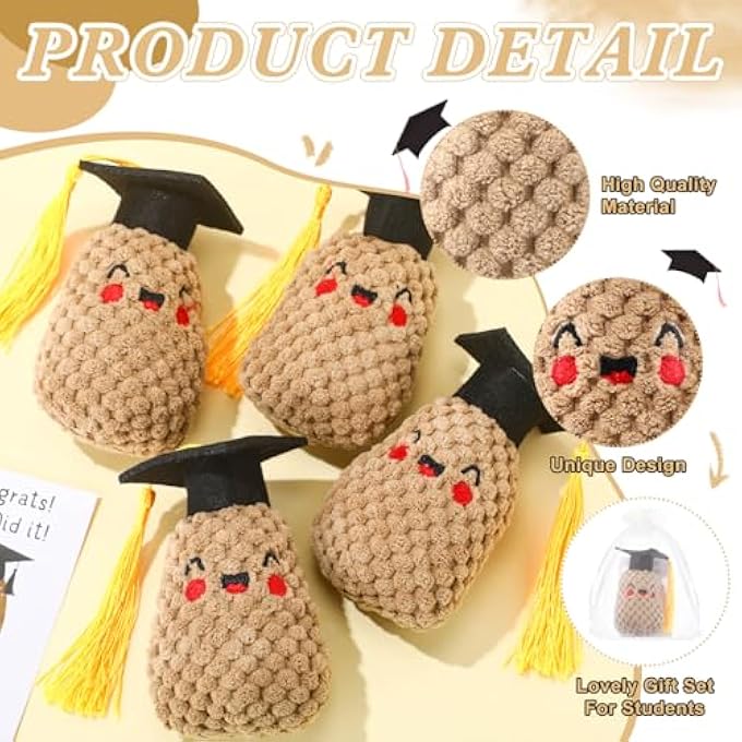 RoundFunny 6 Sets Christmas Positive Knitted Potato Toys Emotional Support Gifts Positive Crochet Potato Organza Bags Positive Cards Inspirational Potato Gifts for Employee Coworker Staff - Image 2