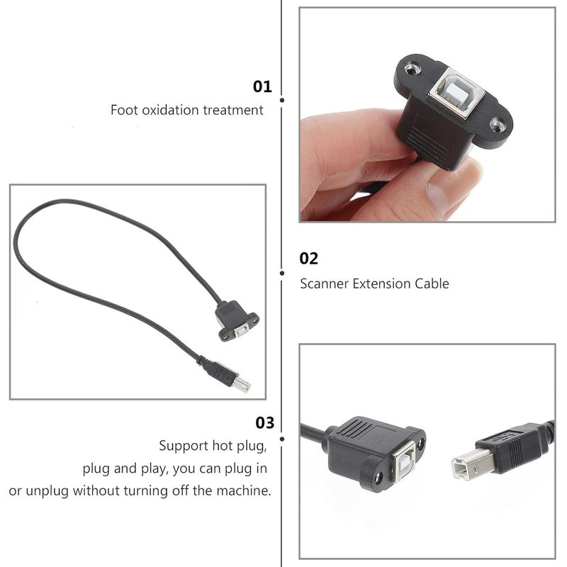كابل تمديد طابعة DOITOOL بطول 50 سم، منفذ USB 2.0، زاوية قائمة، من نوع ذكر إلى أنثى (USB B)، ملحق لأجهزة الكمبيوتر الطرفية - Image 3