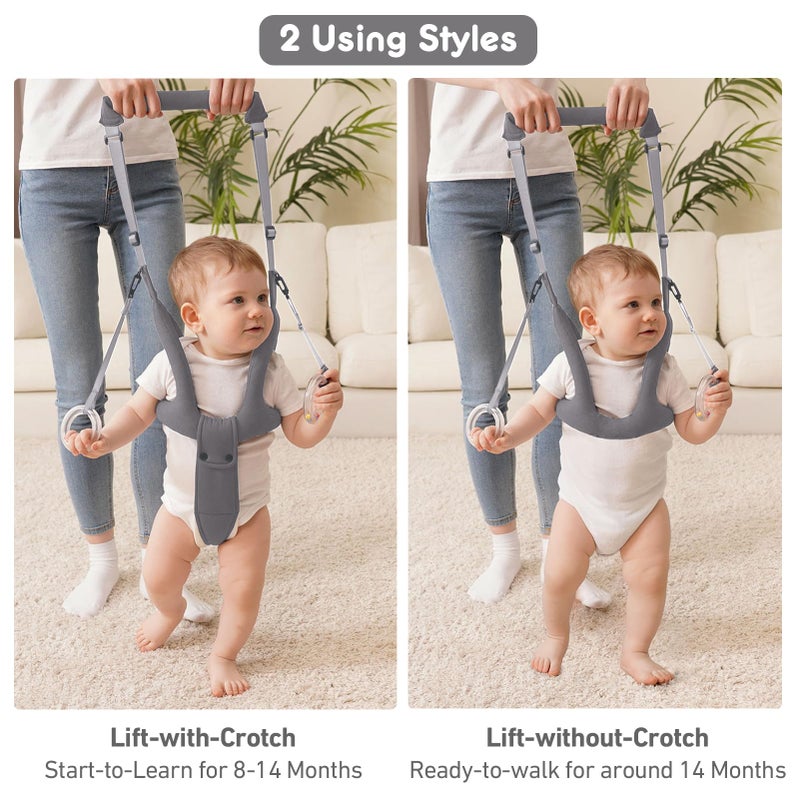 Ocanoiy Baby Walking Helper, Handheld Baby Walking Harness, Infant Toddler Walker Assistant Belt, Baby Standing Support Help Baby Walk, Walking Assistance for Babies 8-16 Months (Gray) - Image 2