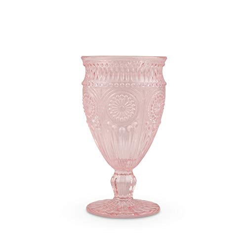 Weddingstar Vintage Inspired Pressed Glass Goblet, Blush Pink, 10 fluid ounces - Image 5