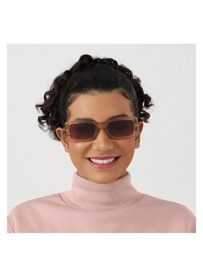 بلاك أوت "بلاك آوت زين نظارات شمسية مستطيلة للنساء مع حماية ٤٠٠ يو في (بيج، بني)" - Image 3