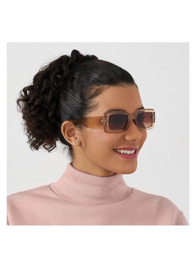 بلاك أوت "بلاك آوت زين نظارات شمسية مستطيلة للنساء مع حماية ٤٠٠ يو في (بيج، بني)" - Image 4