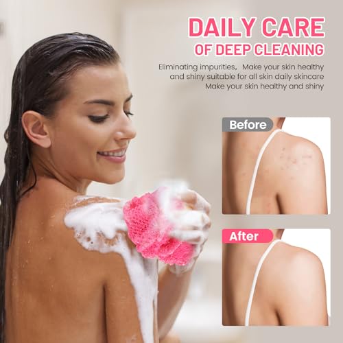 ZOCY African Net Sponge Authentic Exfoliating Body Scrubber for Bath and Shower Multiple Textures with Gentle Deep Exfoliating and Rich Lather for All Skins Pink - Image 3