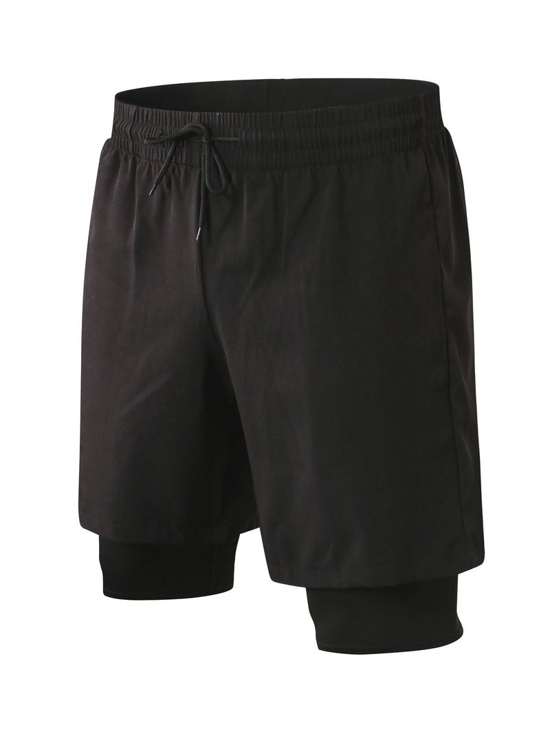 Loquat Men Quick Dry Breathable Elastic Shorts Black  - Image 1