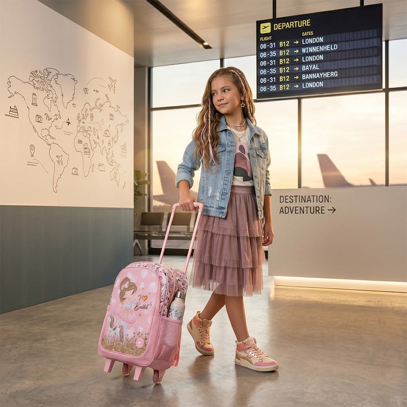 Eazy Kids Set of 5 Trolley 17" School Bag Combo - Ballet Pink - Image 2