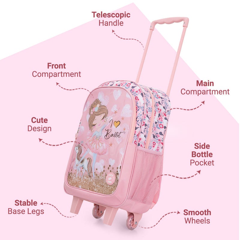 Eazy Kids Set of 5 Trolley 17" School Bag Combo - Ballet Pink - Image 3