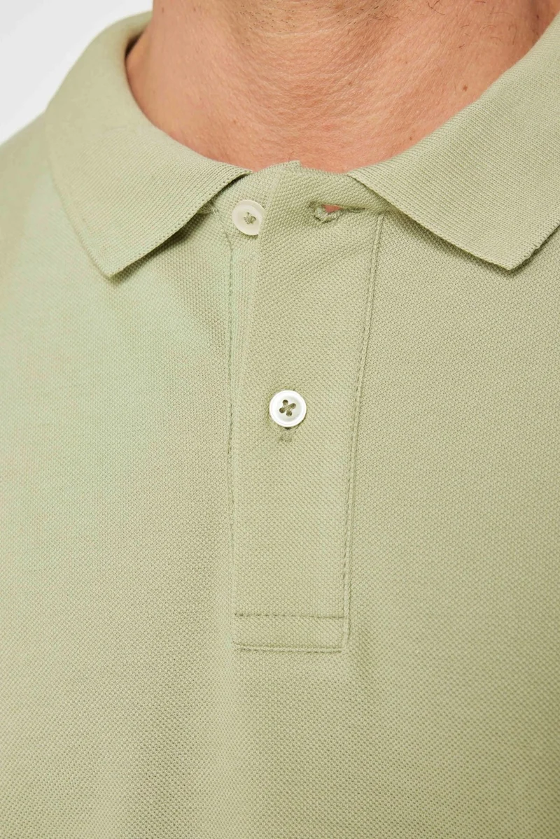 Tudors Men's Slim Fit Narrow Cut Cotton Plain Pique Green Polo Neck T-Shirt