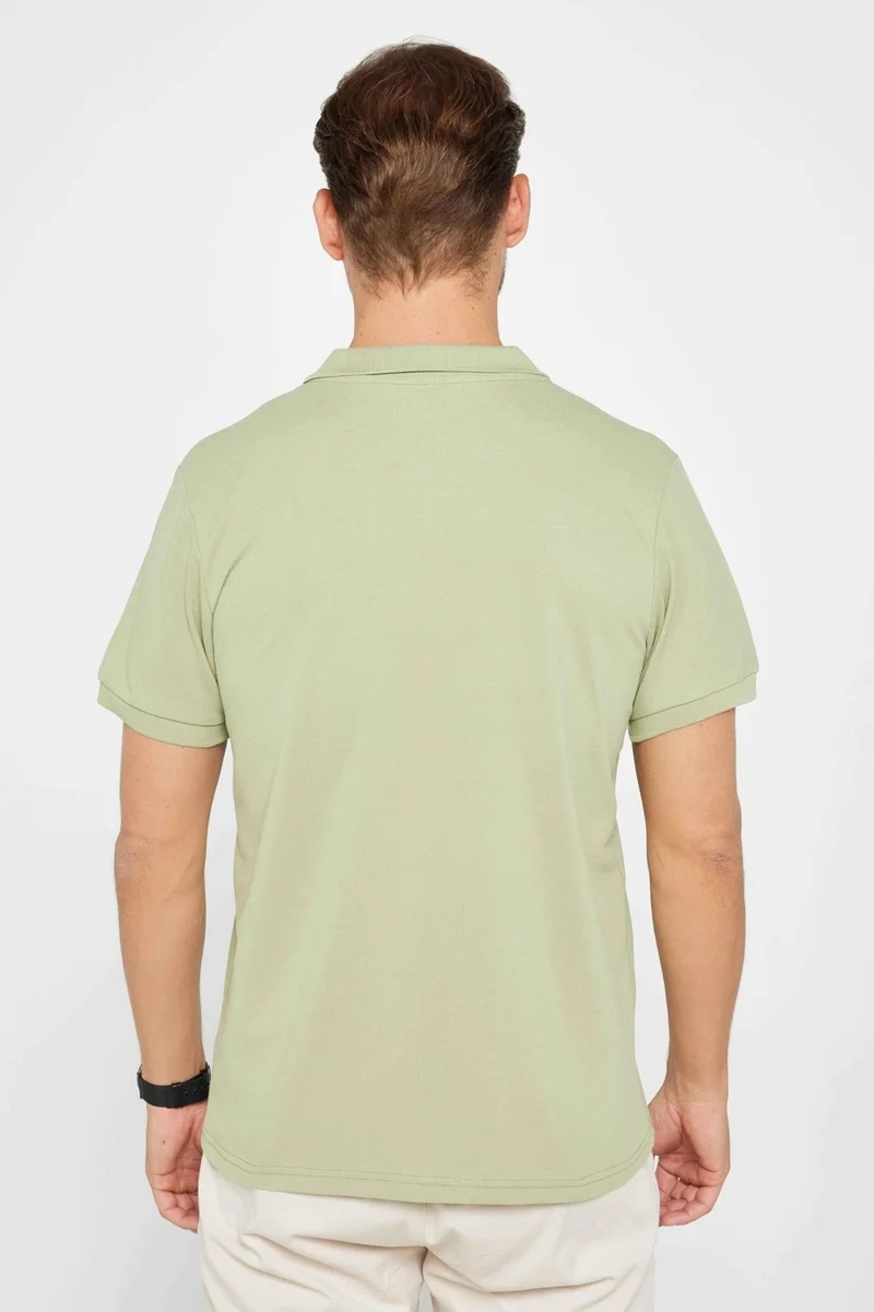 Tudors Men's Slim Fit Narrow Cut Cotton Plain Pique Green Polo Neck T-Shirt