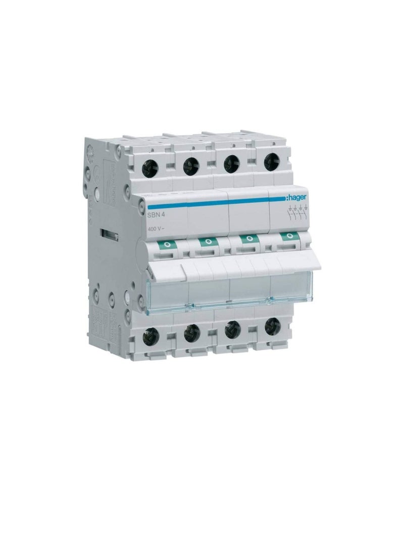 Hager HAGER FOUR POLE 63A ISOLATOR 4POLE SBN464N *ONEKONEKT*  - Image 1