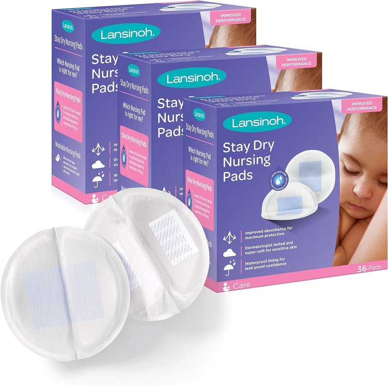 Lansinoh Stay Dry Disposable Nursing Pads for Breastfeeding, 108 Pads - Image 1