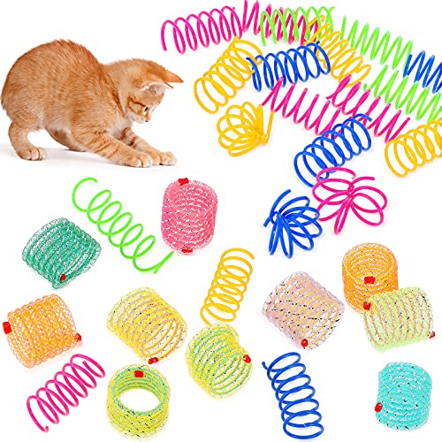 Sumind 30 Pieces Cat Springs Spiral Kitten Springs Interactive Cat Toys Pet Plastic Coil Spiral for Kitten Bouncing Play Training 2 Styles - Image 1