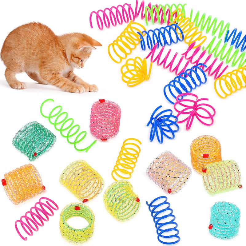 Sumind 30 Pieces Cat Springs Spiral Kitten Springs Interactive Cat Toys Pet Plastic Coil Spiral for Kitten Bouncing Play Training 2 Styles - Image 2
