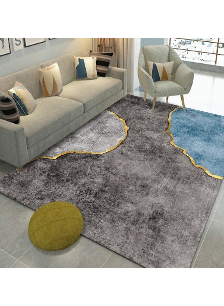 Loquat Squality Polyester Fiber Blue Series Comfortable Carpet(Carpet Only)