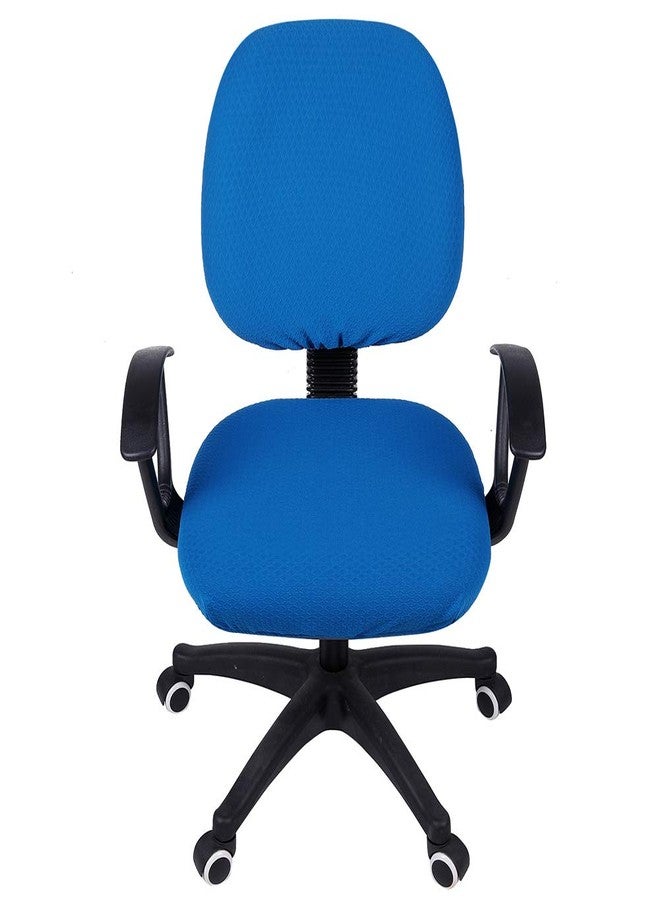 smiry Office Computer Chair Covers, Stretch Jacquard Universal Desk Rotating Chair Slipcovers Protector, Seat Cover + Backrest Cover, Ocean Blue - Image 2
