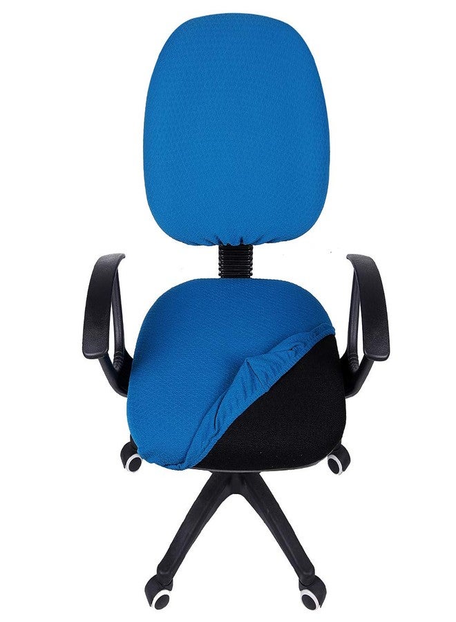 smiry Office Computer Chair Covers, Stretch Jacquard Universal Desk Rotating Chair Slipcovers Protector, Seat Cover + Backrest Cover, Ocean Blue - Image 4
