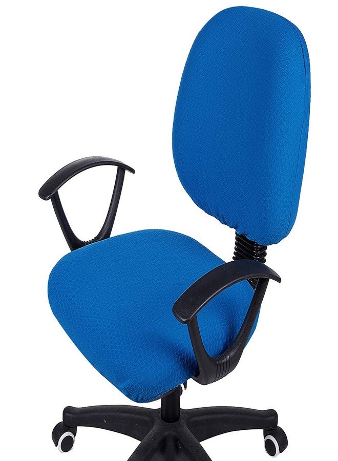 smiry Office Computer Chair Covers, Stretch Jacquard Universal Desk Rotating Chair Slipcovers Protector, Seat Cover + Backrest Cover, Ocean Blue - Image 1