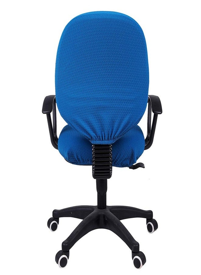 smiry Office Computer Chair Covers, Stretch Jacquard Universal Desk Rotating Chair Slipcovers Protector, Seat Cover + Backrest Cover, Ocean Blue - Image 3
