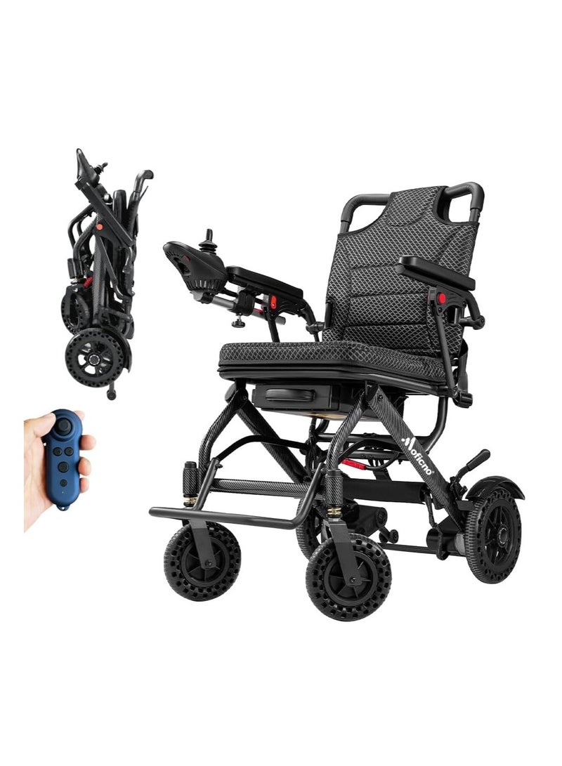 كول بيبي كرسي متحرك كهربائي خفيف الوزن (15.6 كجم) مغطى بألياف الكربون، مناسب للسفر، مناسب للبالغين وكبار السن، صغير الحجم وسهل الحمل، معتمد من شركات الطيران (وسادة سميكة). - Image 1