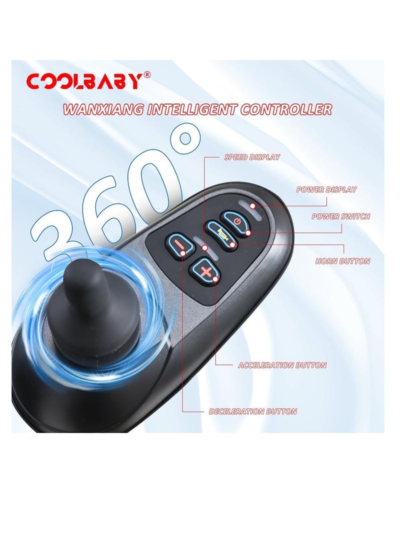 كول بيبي كرسي متحرك كهربائي خفيف الوزن (15.6 كجم) مغطى بألياف الكربون، مناسب للسفر، مناسب للبالغين وكبار السن، صغير الحجم وسهل الحمل، معتمد من شركات الطيران (وسادة سميكة). - Image 2