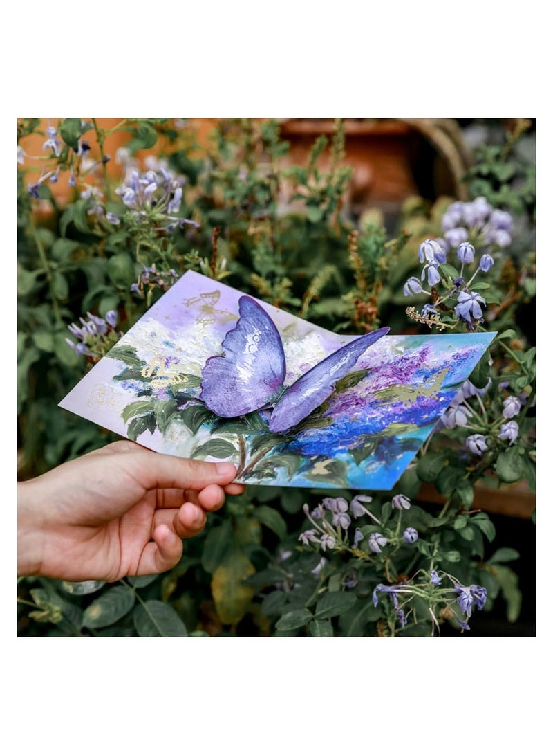 SYOSI 3D Pop Up Butterfly Greeting Card with Envelope for Friends, Foldable Popup Celebration Cards for Birthday, Graduation, Wedding, Anniversary, Thank You,Valentine's Day, All Occasio (Purple) - Image 3