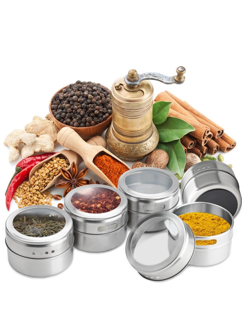 Generic - Magnetic Spice Jars 12pcs with Wall Base, Stainless-Steel Magnetic Spice Container Dustproof Magnetic Spice Tins Easy to Clean and Rust Free Includes 120 Labeling Stickers - Image 1