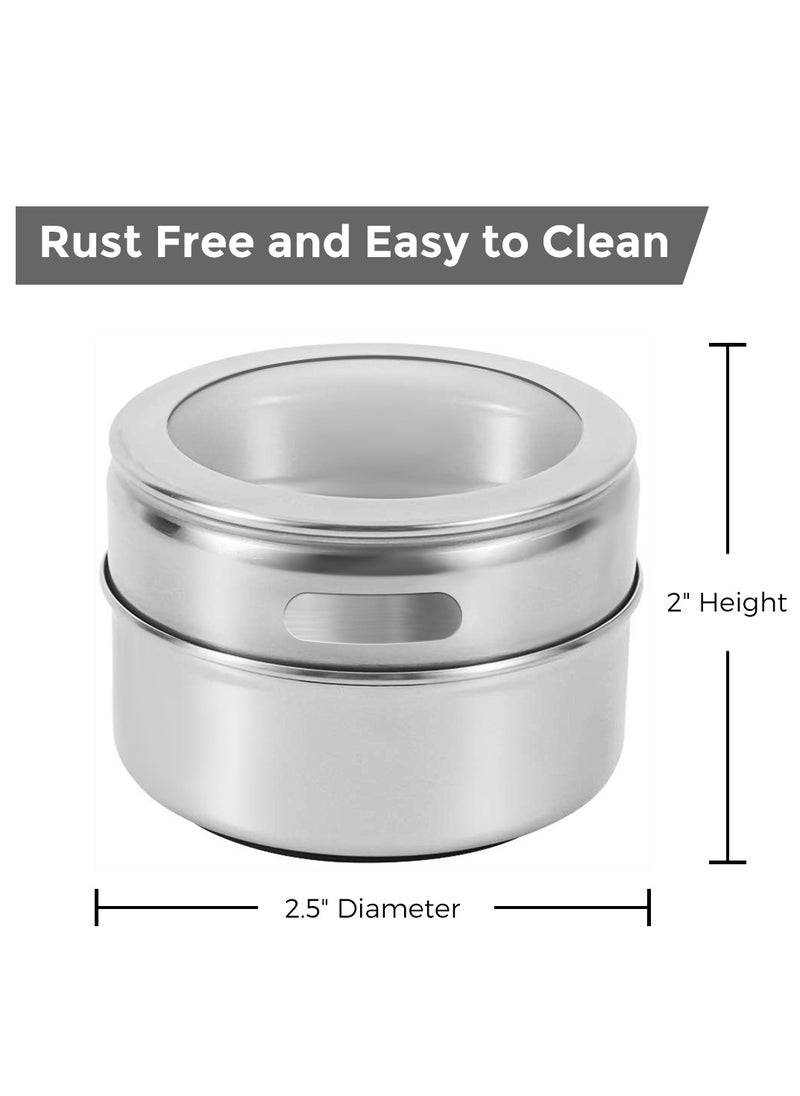 Generic - Magnetic Spice Jars 12pcs with Wall Base, Stainless-Steel Magnetic Spice Container Dustproof Magnetic Spice Tins Easy to Clean and Rust Free Includes 120 Labeling Stickers - Image 1