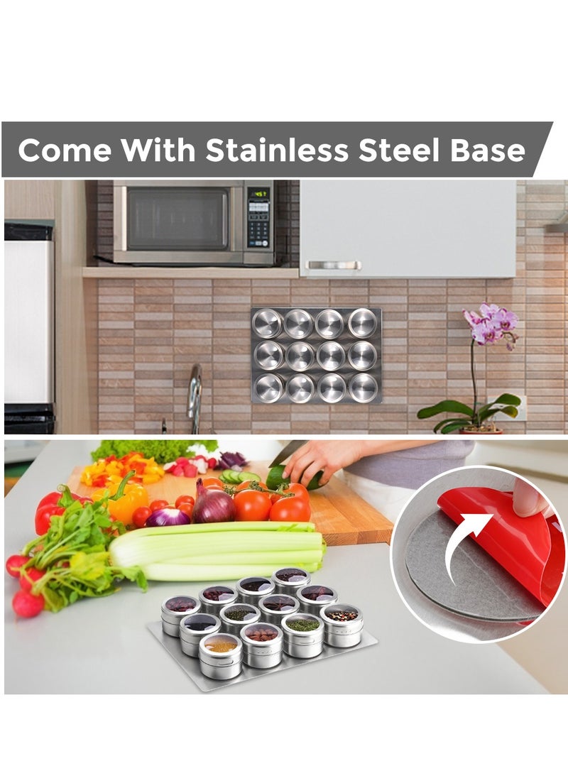 Generic - Magnetic Spice Jars 12pcs with Wall Base, Stainless-Steel Magnetic Spice Container Dustproof Magnetic Spice Tins Easy to Clean and Rust Free Includes 120 Labeling Stickers - Image 1