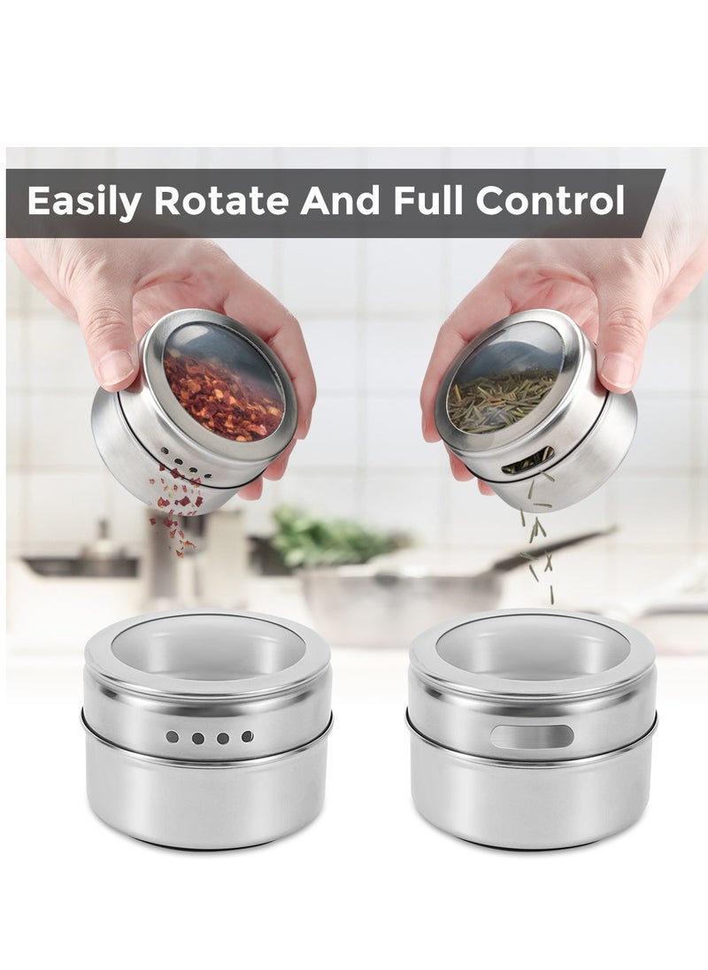Generic - Magnetic Spice Jars 12pcs with Wall Base, Stainless-Steel Magnetic Spice Container Dustproof Magnetic Spice Tins Easy to Clean and Rust Free Includes 120 Labeling Stickers - Image 1