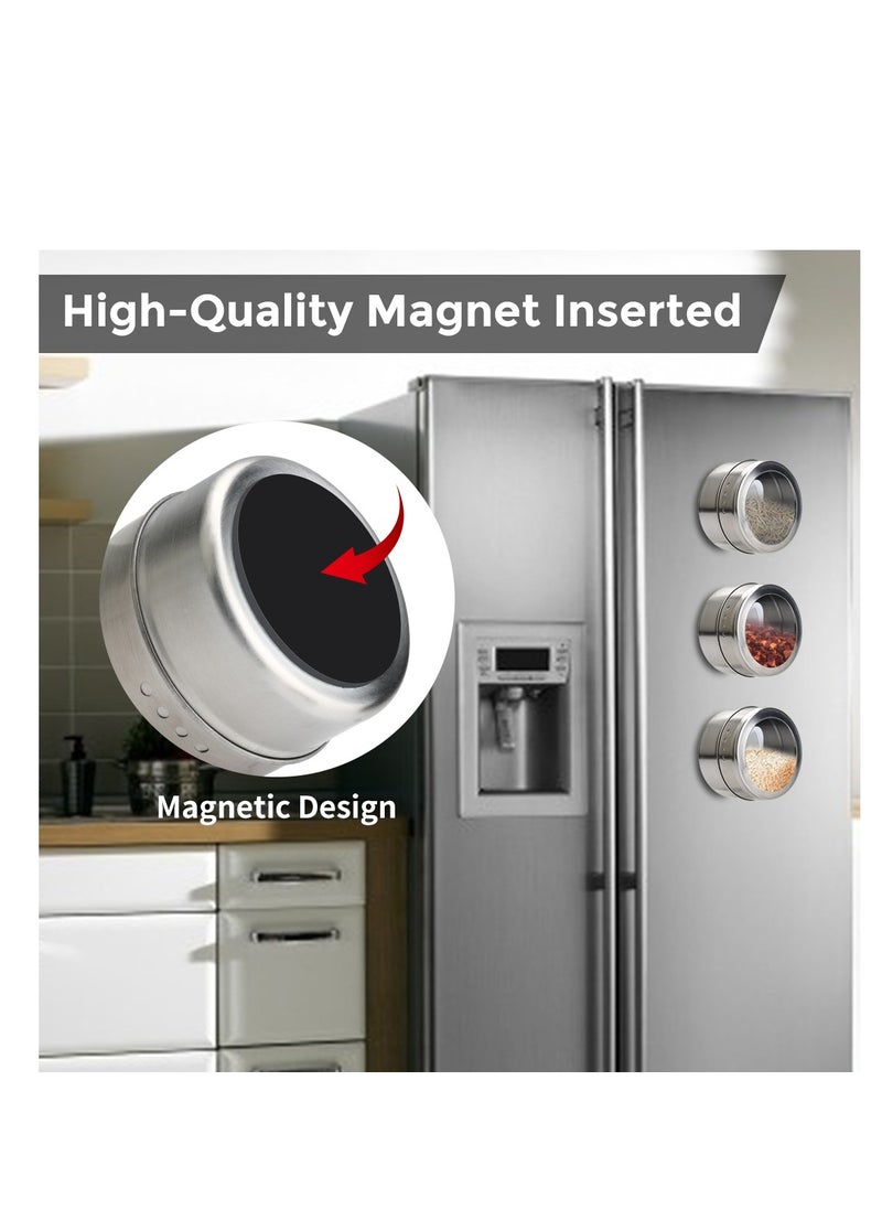 Generic - Magnetic Spice Jars 12pcs with Wall Base, Stainless-Steel Magnetic Spice Container Dustproof Magnetic Spice Tins Easy to Clean and Rust Free Includes 120 Labeling Stickers - Image 1