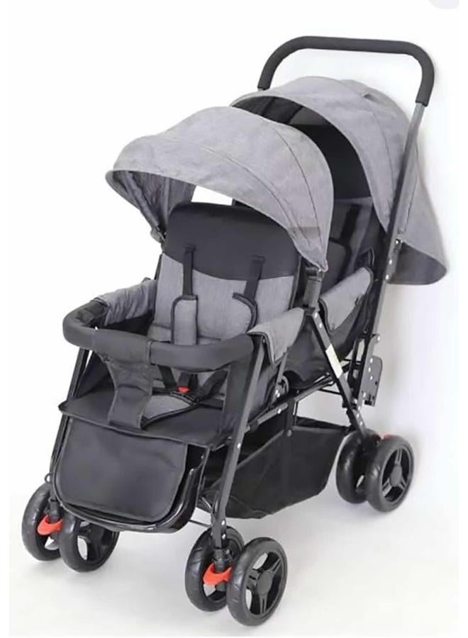 Stroller with Adjustable Backrest, Push Handle and Footrest