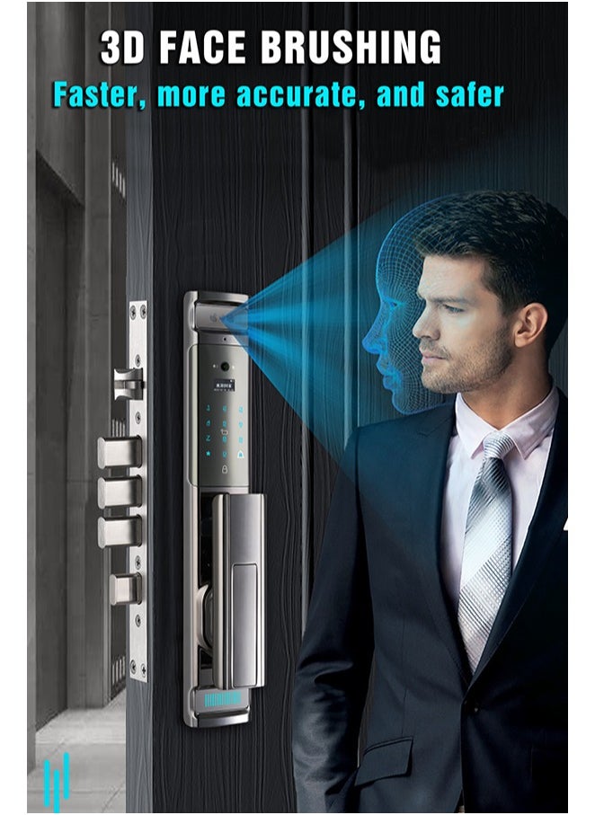Smart Lock with Camera 3D Face Recognition Real-Time Monitor Two-Way Intercom Fingerprint Keyless Entry Built-in Wi-Fi App Remote Control