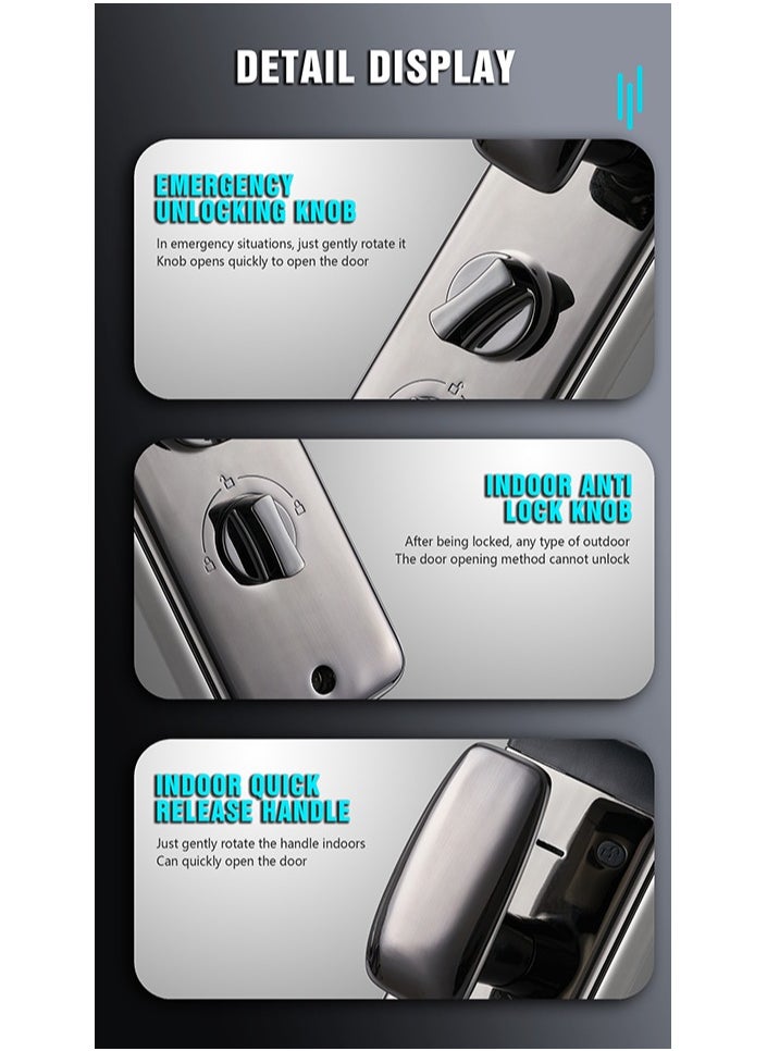 Smart Lock with Camera 3D Face Recognition Real-Time Monitor Two-Way Intercom Fingerprint Keyless Entry Built-in Wi-Fi App Remote Control