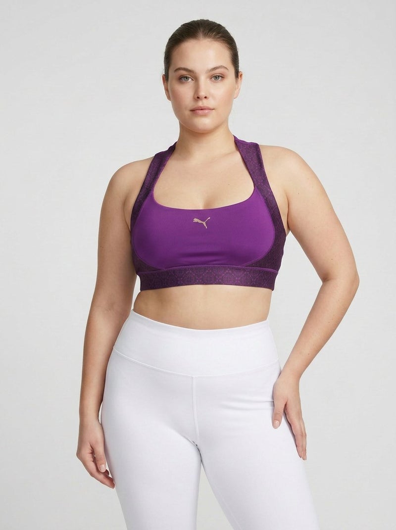 PUMA Women Sportwear Fit Lightly Padded Training Sports Bra, Purple - Image 1