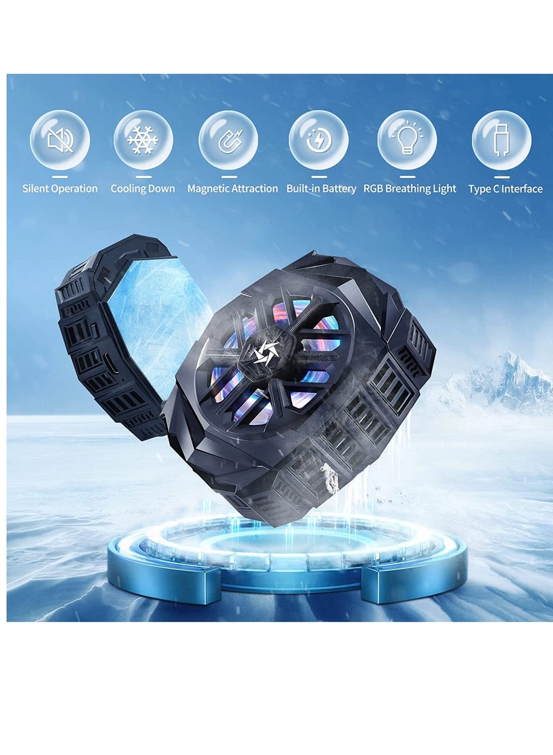 مبرد هاتف، مبرد مغناطيسي، مبرد مغناطيسي، رقاقة تبريد شبه موصلة للهواتف الذكية لبث الفيديو والالعاب المحمولة لايفون  اي او اس/اندرويد/ايباد - اسود - Image 2