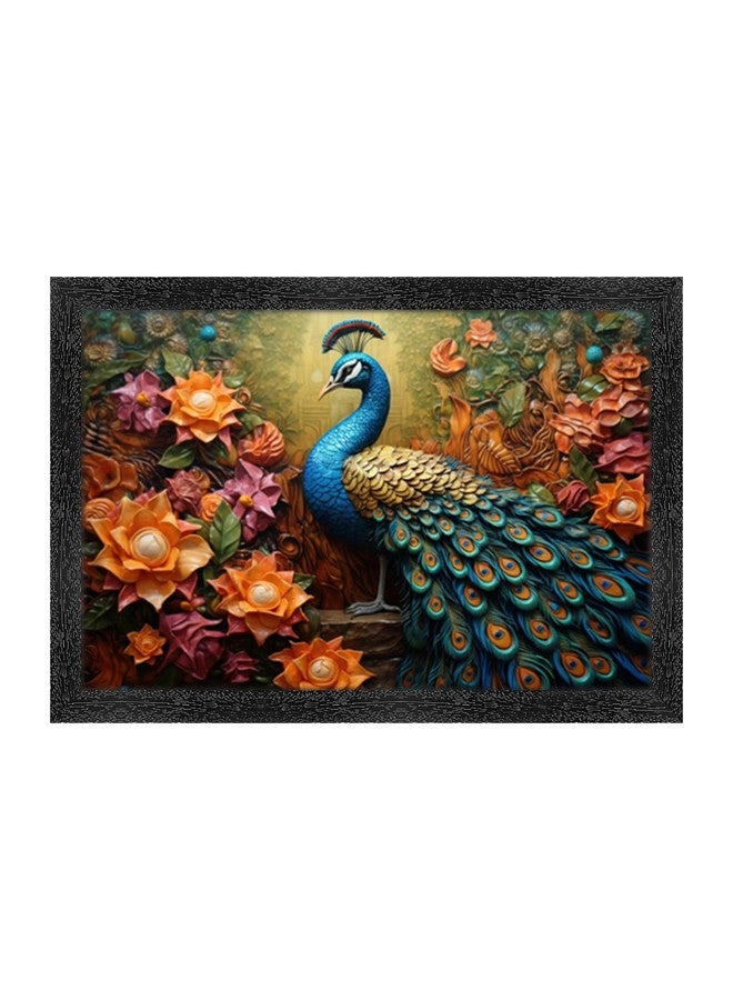 Dharvika Innovations Dharvika Innovations Vastu Peacock Photo Frame, Black, Sparkle Coated Lamination 22548 11 x 14 Inch - Image 1