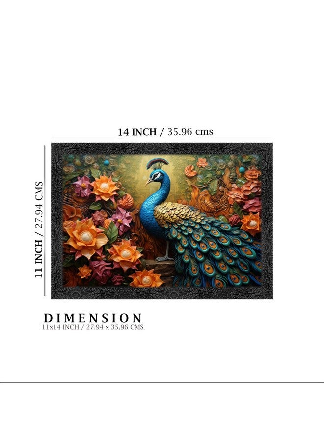 Dharvika Innovations Dharvika Innovations Vastu Peacock Photo Frame, Black, Sparkle Coated Lamination 22548 11 x 14 Inch - Image 2