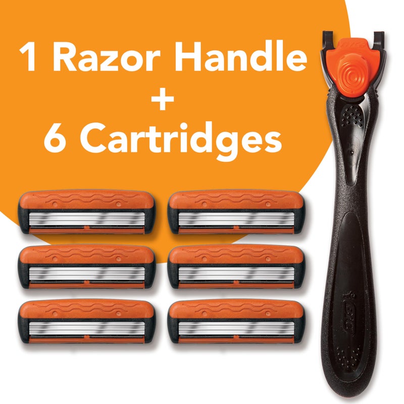 BIC Comfort 3 Refillable Three-Blade Razor for Men, Sensitive Skin Razor For a Comfortable Shave, 1 Handle and 6 Cartridges, 7 Piece Razor Set - Image 3
