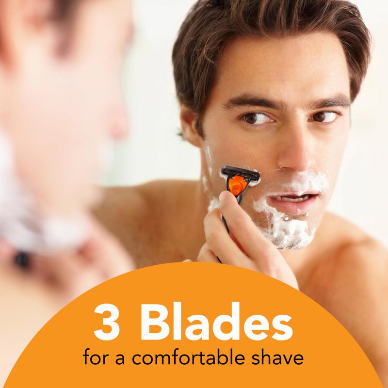 BIC Comfort 3 Refillable Three-Blade Razor for Men, Sensitive Skin Razor For a Comfortable Shave, 1 Handle and 6 Cartridges, 7 Piece Razor Set - Image 4