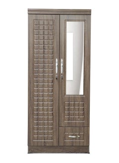 2 Door Wooden Wardrobe Cabinet Cupboard Engineered Wood Perfect Modern Stylish Heavy Duty With Mirror MH-8821-2D-Brown