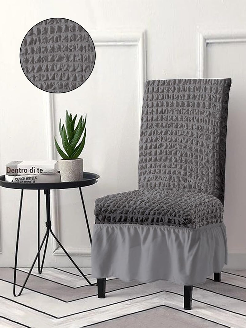 Brand - Solimo Solimo Bubble Chair Cover with Skirt Polyester and Spandex Fabric Pack of 6 Grey - Image 2