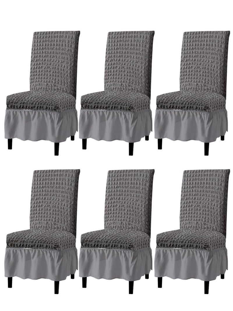 Brand - Solimo Solimo Bubble Chair Cover with Skirt Polyester and Spandex Fabric Pack of 6 Grey - Image 4